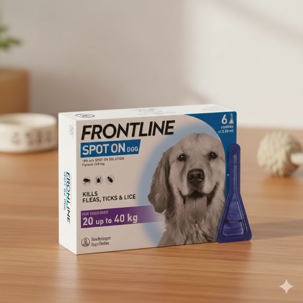 FRONTLINE Spot On Flea & Tick Treatment for Large Dog (20-40kg) 6 Pipettes